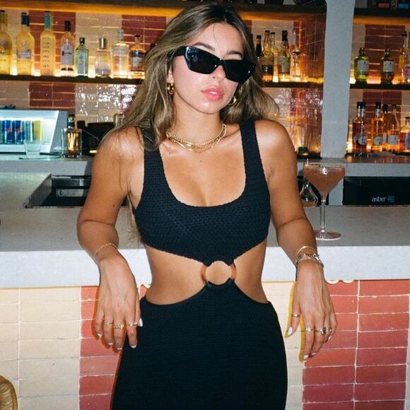 Montce Ky Sleeveless Cutout Dress Black Crochet Size Large NWOT O-Ring - Picture 6 of 16